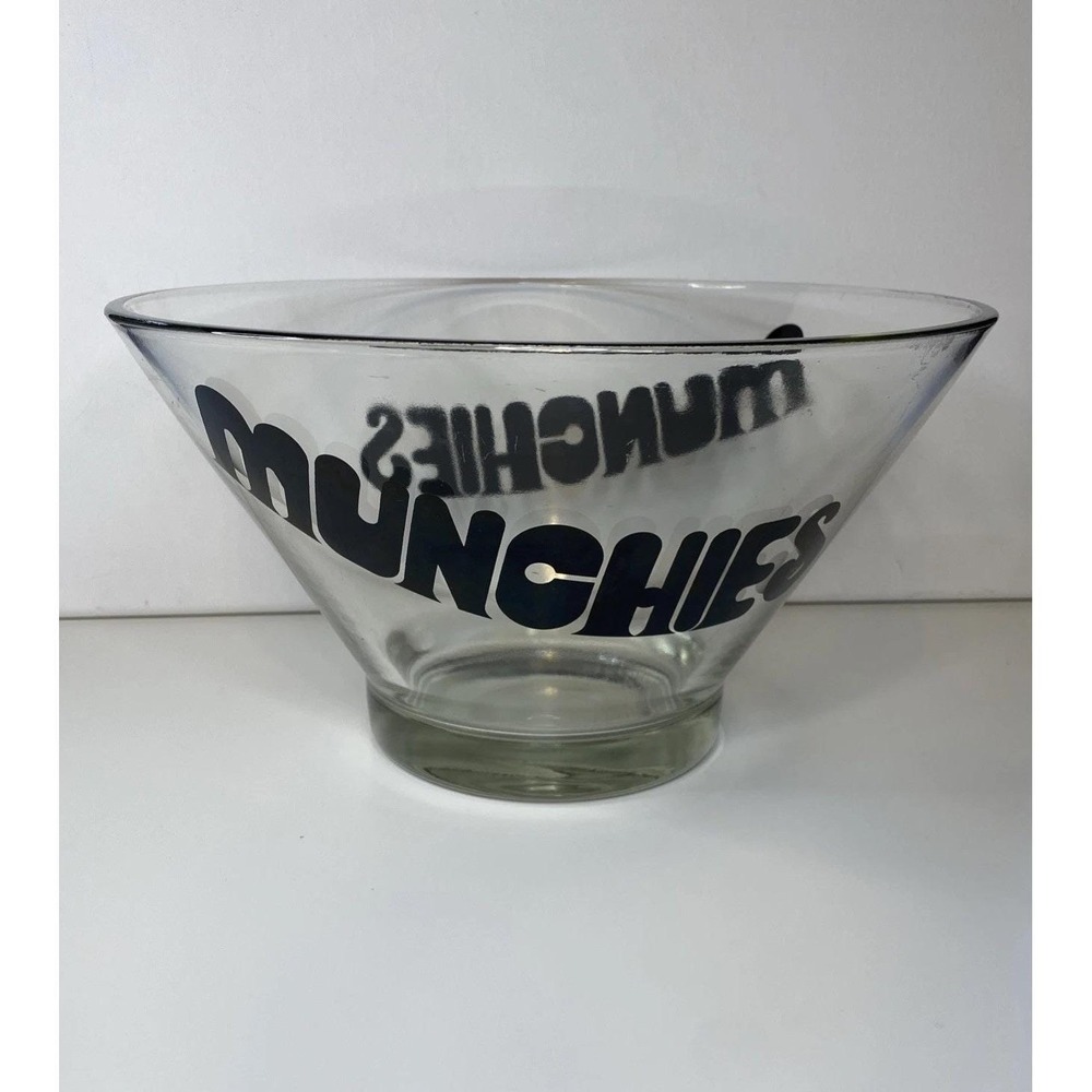 1970s Wheaton Glass Large Munchies Bowl Vintage Mid-Century Modern - Black